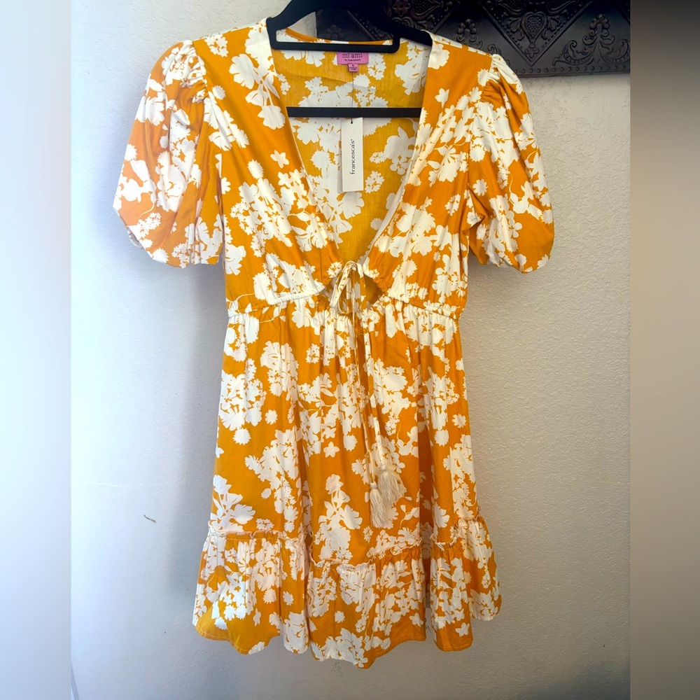 NWT Francesca's Collections Yellow Floral Mini Dress